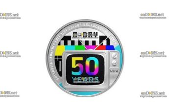 Монета Тувалу $1 50-летие полного цветного вещания в Австралии