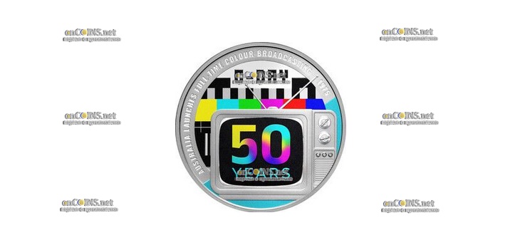 Монета Тувалу $1 50-летие полного цветного вещания в Австралии