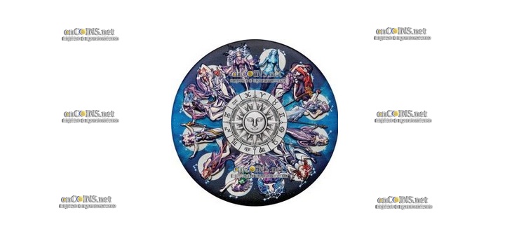 Монета Тувалу 5$ Знаки Зодиака и Богини