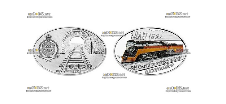Монеты Ниуэ серебряный доллар Паровоз Daylight