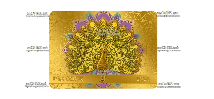 Прямоугольная монета 50 Тала Самоа Павлин