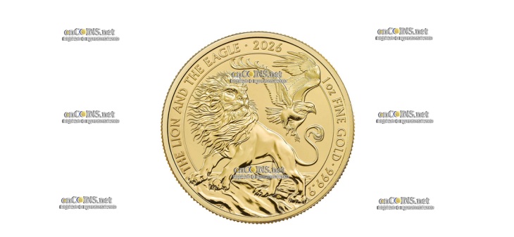 Золотая монета Британии £100 Лев и Орёл