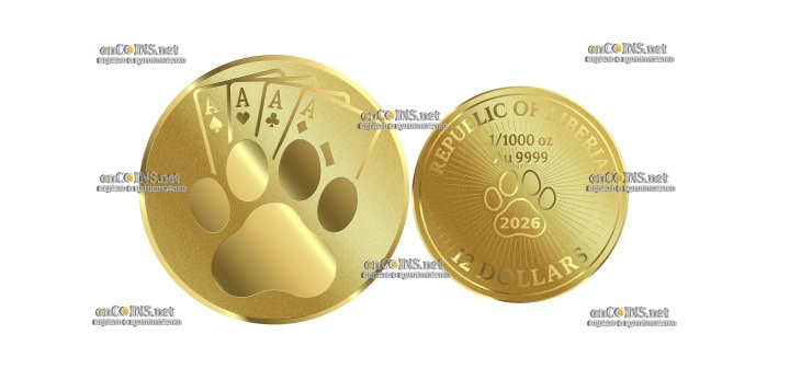 Золотая монета Либерии $12 LRD Друг в нужде