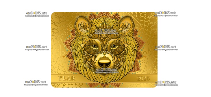 Золотая монета Самоа 50 тала Медведь